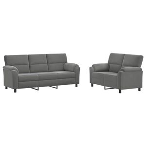 vidaXL Set de canapea 2 pcs Gri &icirc;nchis Catifea