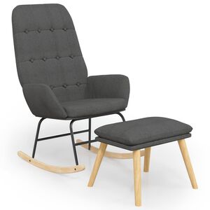 vidaXL Scaun balansoar cu taburet, gri &icirc;nchis, textil