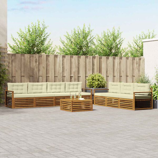 vidaXL Set de canapele de exterior cu pernă 8 pcs Natural și Crem