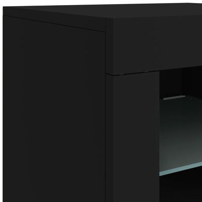 vidaXL Servantă cu lumini LED, negru, 60,5x37x67 cm