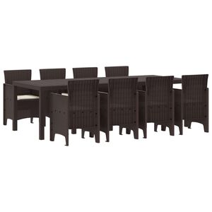 vidaXL Set de masă pentru grădină 9 pcs Maro Ratan Polt
