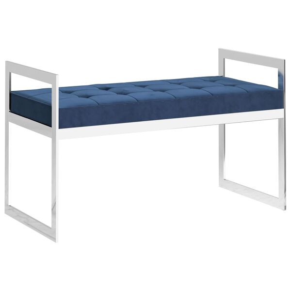 vidaXL Banchetă, 97 cm, catifea albastru și oțel inoxidabil