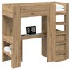 vidaXL Cadru de pat supraetajat cu birou Stejar Artizanal 75 x 190 cm