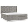 vidaXL Pat box spring cu saltea, gri deschis, 160x200 cm, catifea