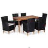 vidaXL Set mobilier de exterior, 7 piese, negru și maro, poliratan