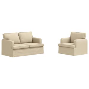 vidaXL Set de canapea 2 buc. Crem țesătură