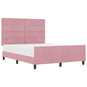 vidaXL Pat cu arcuri cu headboard Roz 140 x 200 cm Catifea