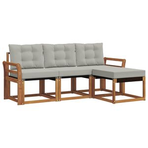 vidaXL Set de canapele de exterior 4 pcs Gri natural și deschis