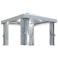 vidaXL Pavilion cu perdele & șiruri lumini LED, alb crem, 3x3 m