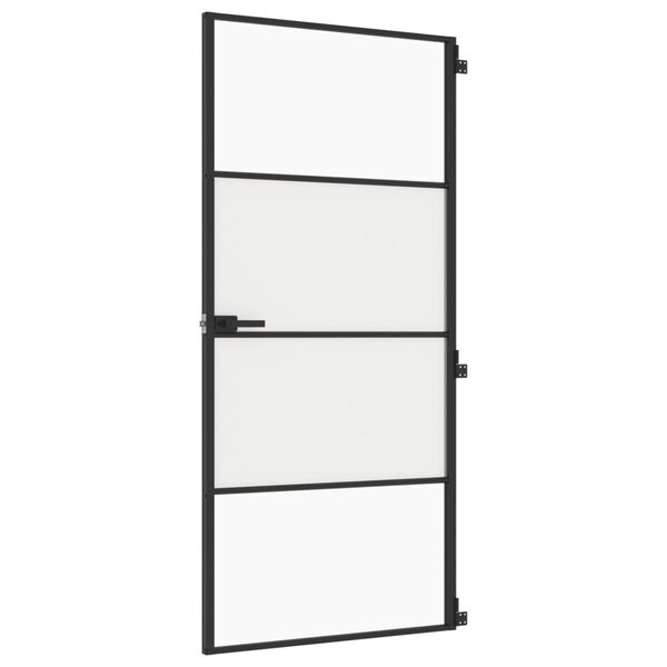 vidaXL Ușă de interior negru 93x201,5 cm sticlă securiz./aluminiu slim