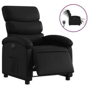 vidaXL Fotoliu rabatabil electric, negru, piele ecologică