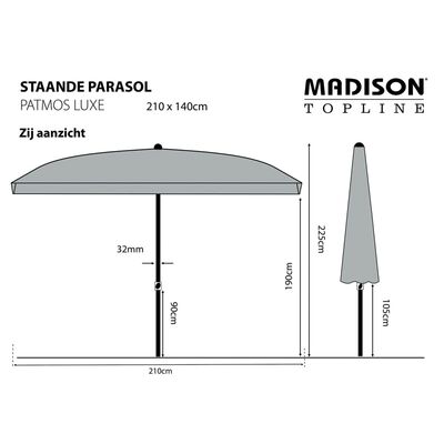 Madison Umbrelă de soare Patmos Luxe ecru 210x140 cm dreptunghiulară