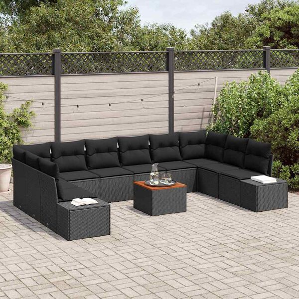 vidaXL Set de canapele pentru grădină 11 pcs Negru
