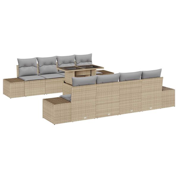 vidaXL Set de canapele pentru grădină 9 pcs Beige și gri deschis