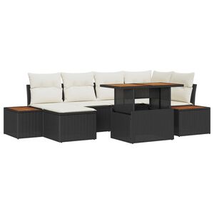 vidaXL Set de canapele pentru grădină 7 pcs Negru Rattan poli
