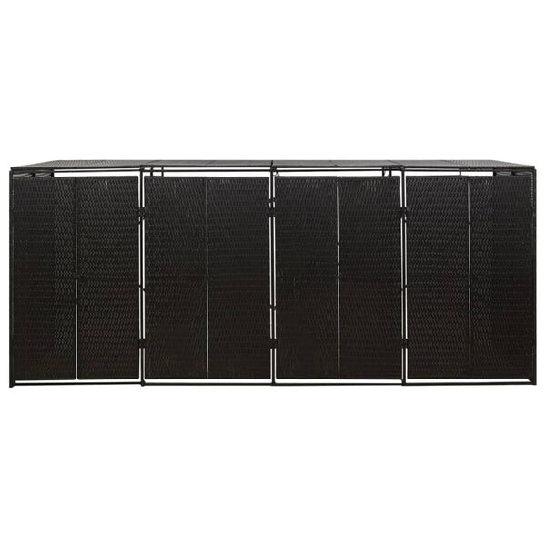 vidaXL Magazie de pubele cvadruplă, negru, 274x80x117 cm, poliratan