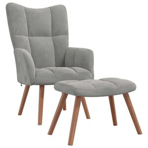 vidaXL Scaun de relaxare cu taburet, gri deschis, catifea