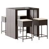 vidaXL Set mobilier bar de grădină cu perne, 5 piese, maro, poliratan