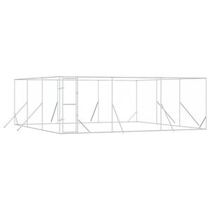 vidaXL Padoc de exterior pentru c&acirc;ini argintiu 6x6x2 m oțel galvanizat