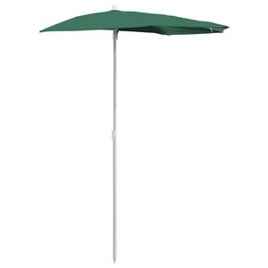 vidaXL Umbrelă de grădină cu st&acirc;lp, verde, 180x90 cm, semirotundă