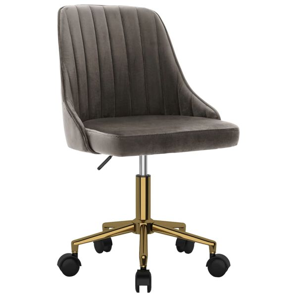 vidaXL Scaune de sufragerie pivotante, 6 buc, gri &icirc;nchis, catifea