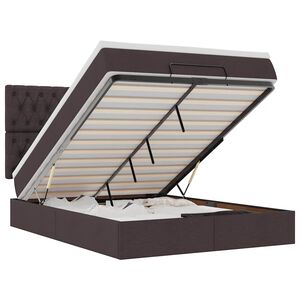 vidaXL Cadru de pat otoman cu saltea țesătură maro &icirc;nchis 140x200 cm