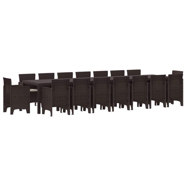vidaXL Set de masă de grădină cu perne cu pernă 17 pcs Maro PP