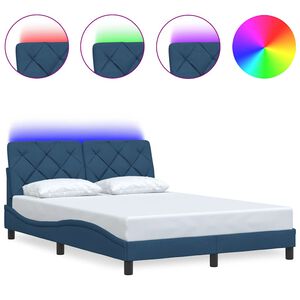 vidaXL Cadru de pat cu LED fără saltea Albastru 120x200 cm Material