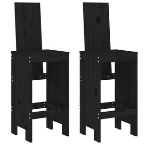 vidaXL Scaune de bar, 2 buc., negru, 40x42x120 cm, lemn masiv de pin