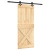 vidaXL Ușă glisantă Natural și Negru 85 x 210 cm Lemn de Pin Solid