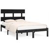 vidaXL Cadru de pat dublu, negru, 135x190 cm, lemn masiv