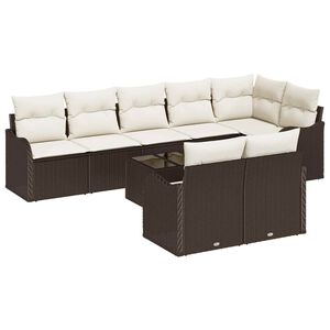 vidaXL Set de canapele pentru grădină 9 pcs maro și alb Rattan poli