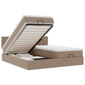 vidaXL Cadru de pat otoman cu saltele Cappucino piele artificială