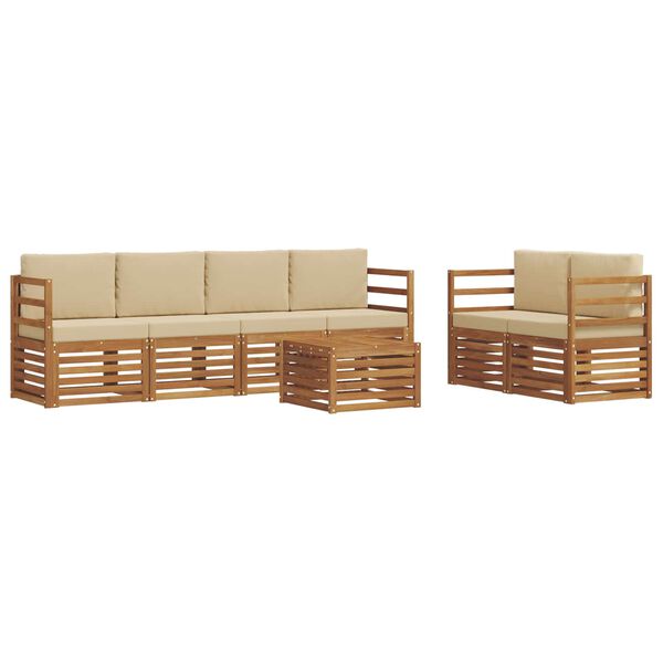 vidaXL Set de canapele de exterior Natural și Bej Lemn Solid de Acacia