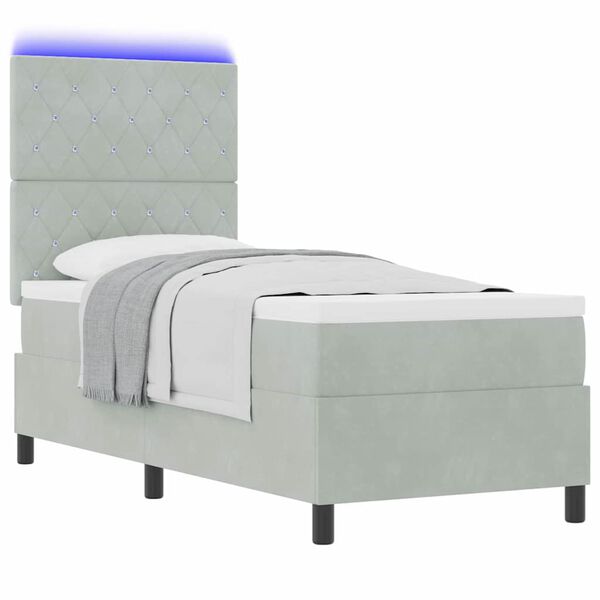 vidaXL Pat cu arcuri cu saltea Gri deschis 80 x 200 cm Catifea