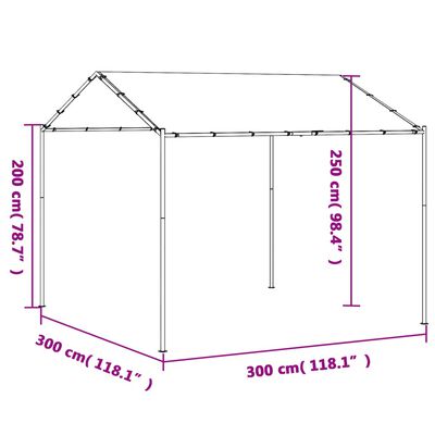 vidaXL Cort pavilion, bej, 3x3 m, oțel și material textil