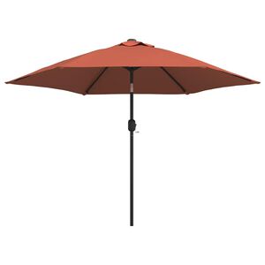vidaXL Umbrelă de soare cu LED-uri și st&acirc;lp oțel, cărămiziu, 300 cm