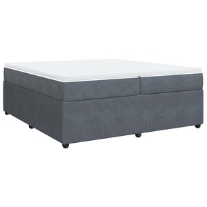 vidaXL Pat box spring cu saltea, gri &icirc;nchis, 200x200 cm, catifea