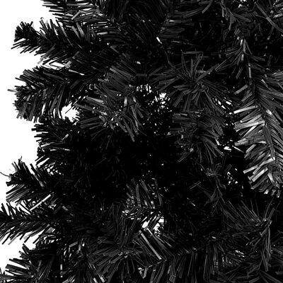 vidaXL Brad de Crăciun pre-iluminat slim, set globuri, negru, 150 cm