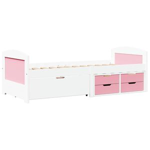 vidaXL Pat de zi cu 5 sertare fără saltea &bdquo;IRUN&rdquo; alb și roz 90x200 cm