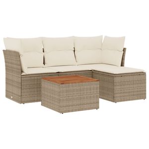 vidaXL Set canapele de grădină cu perne, 5 piese, bej, poliratan