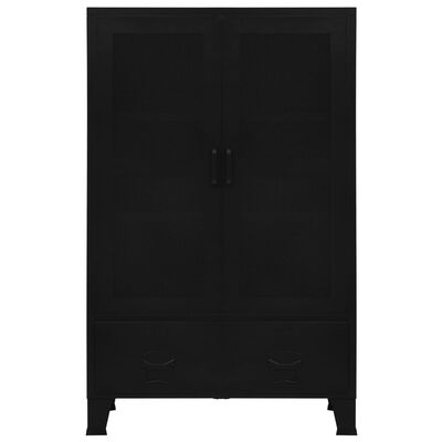 vidaXL Dulap birou cu uși de plasă negru 75x40x120 cm oțel industrial