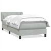 vidaXL Pat box spring cu saltea, gri deschis, 90x220 cm, catifea
