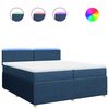 vidaXL Pat box spring cu saltea, albastru, 200x200 cm, textil
