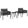 vidaXL Set mobilier de balcon, 4 piese, cu perne, negru, oțel