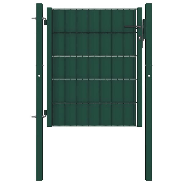 vidaXL Poartă de gard din PVC și oțel, verde, 100x100 cm