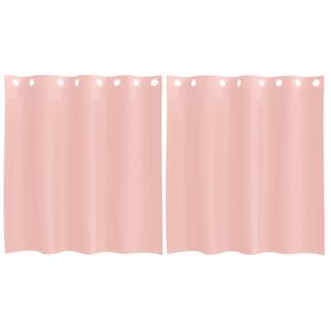 vidaXL Perdele Voile cu Oelii 2 buc Roz 140x140 cm