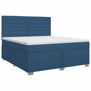 vidaXL Pat boxspring cu saltea albastru 140 x 200 cm Țesătură