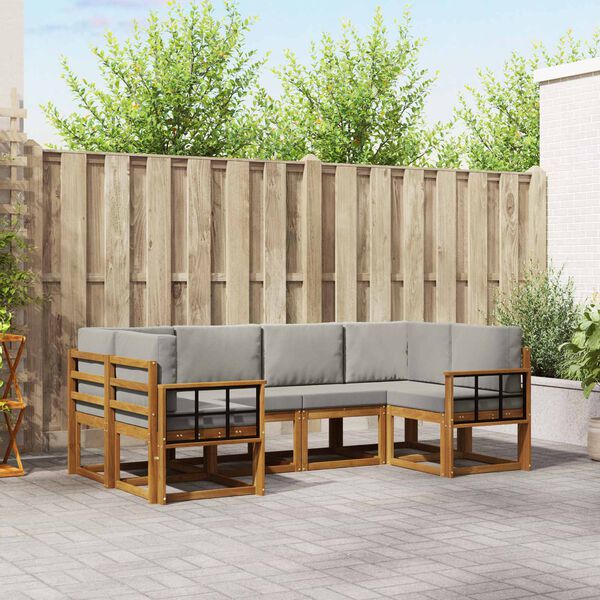 vidaXL Set de canapele de exterior 6 pcs Gri natural și deschis
