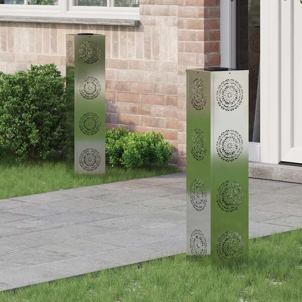 vidaXL Lumină LED Solară pentru Alei 2 pcs Argintiu Oțel galvanizat